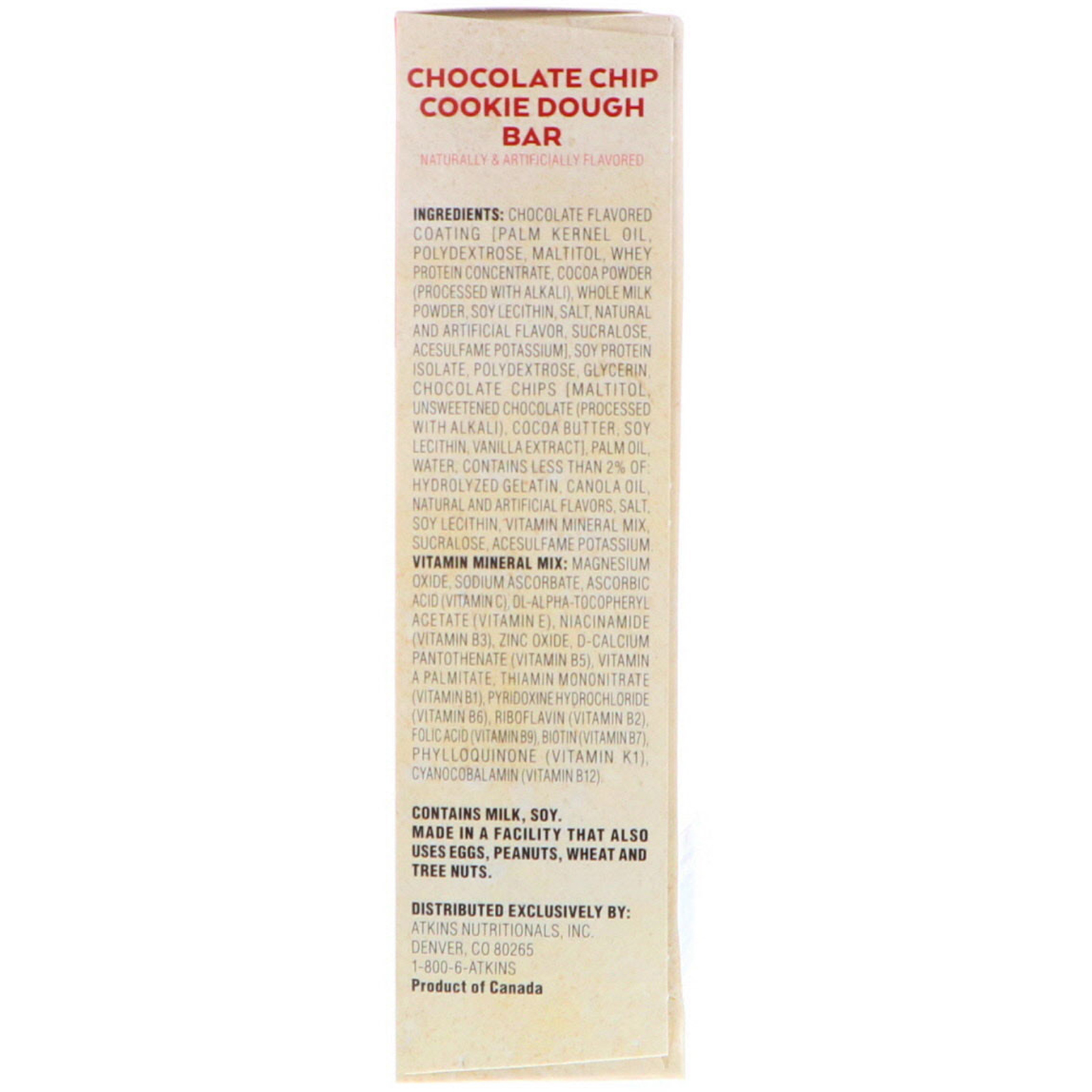 Atkins, Meal, Chocolate Chip Cookie Dough Bar, 5 Bars, 2.12 oz (60 g) Each - Imagem 3