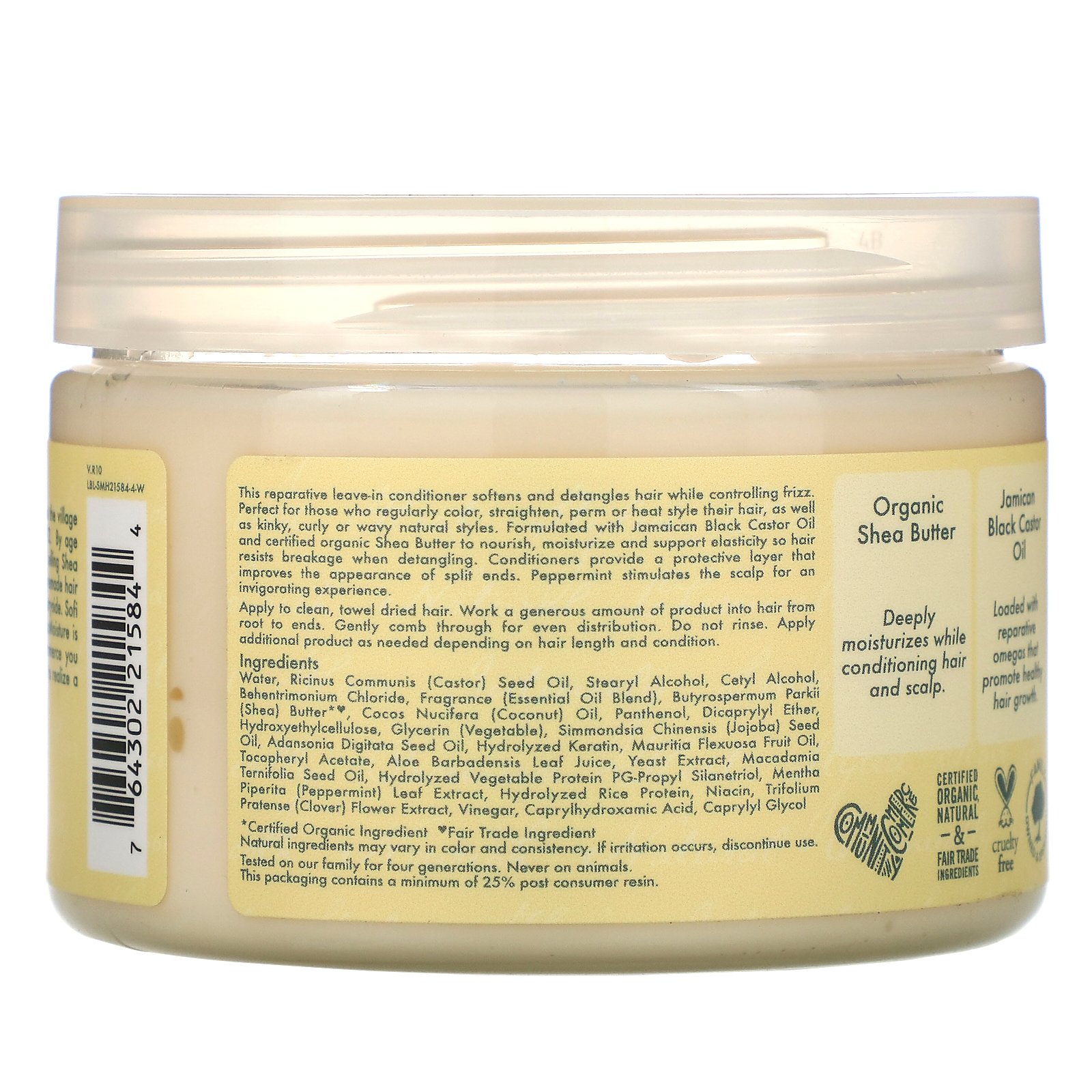 SheaMoisture, Jamaican Black Castor Oil, Strengthen & Restore Leave-In Conditioner, 11 oz (312 g) - Imagem 2