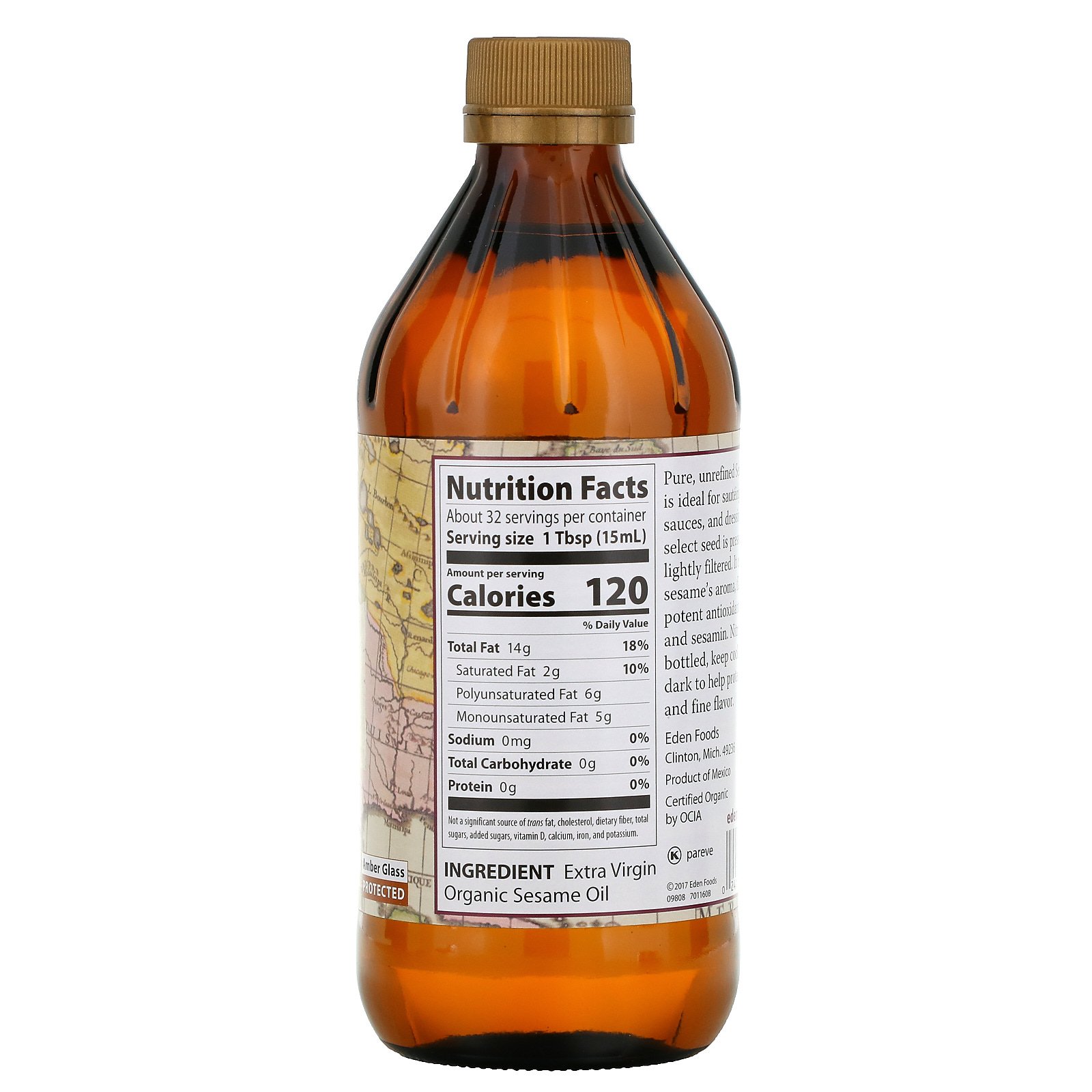 Eden Foods, Óleo de Gergelim Orgânico, Não Refinado, 16 onças fluidas (473 mL) - Imagem 2