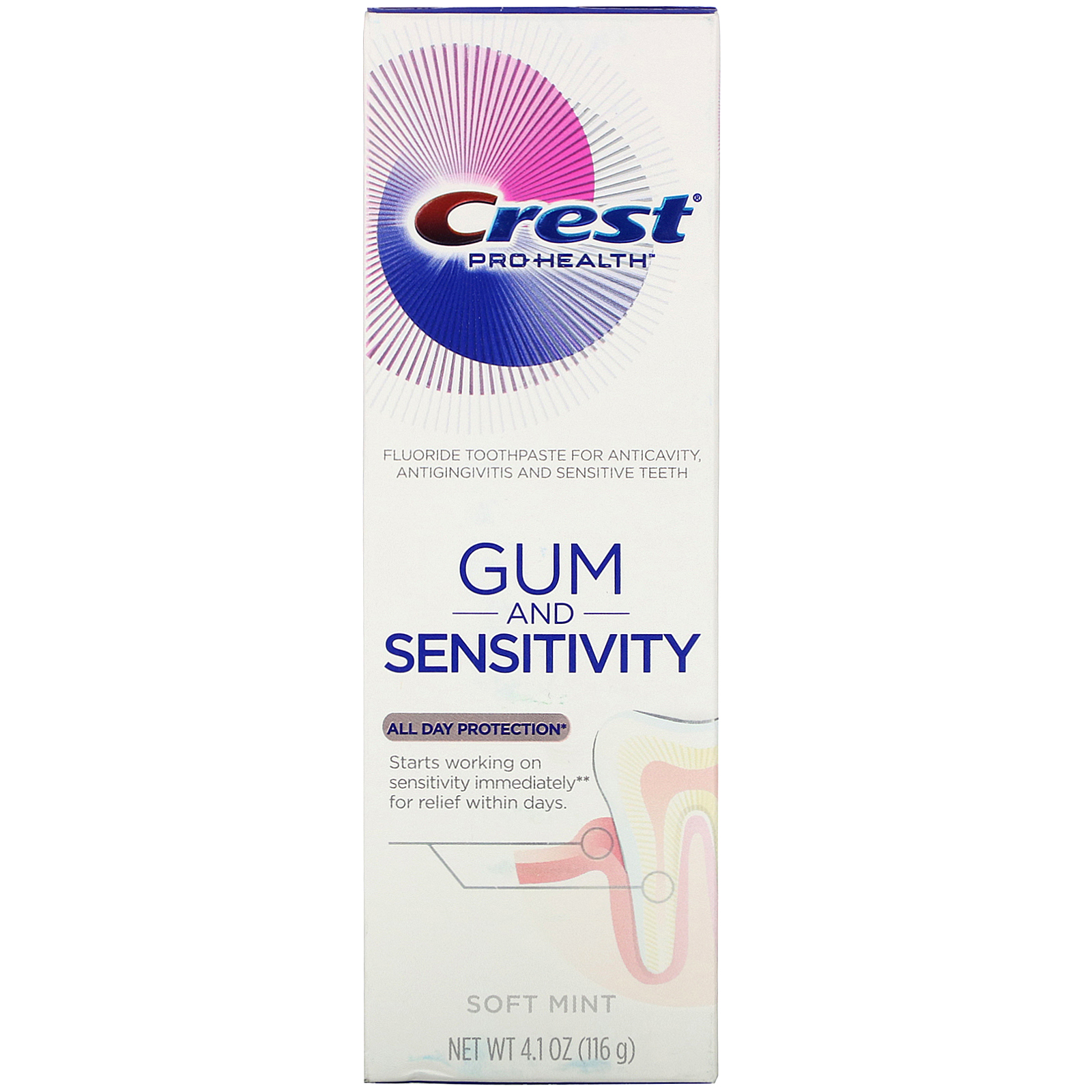 Crest, Pro Health, Gum & Sensitivity, Fluoride Toothpaste, Soft Mint, 4.1 oz (116 g) - Imagem 2