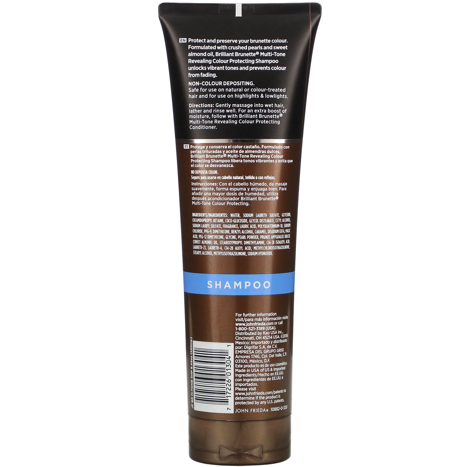 John Frieda, Brilliant Brunette, Revelador de vários tons, Shampoo protetor da cor, 250 ml - Imagem 2