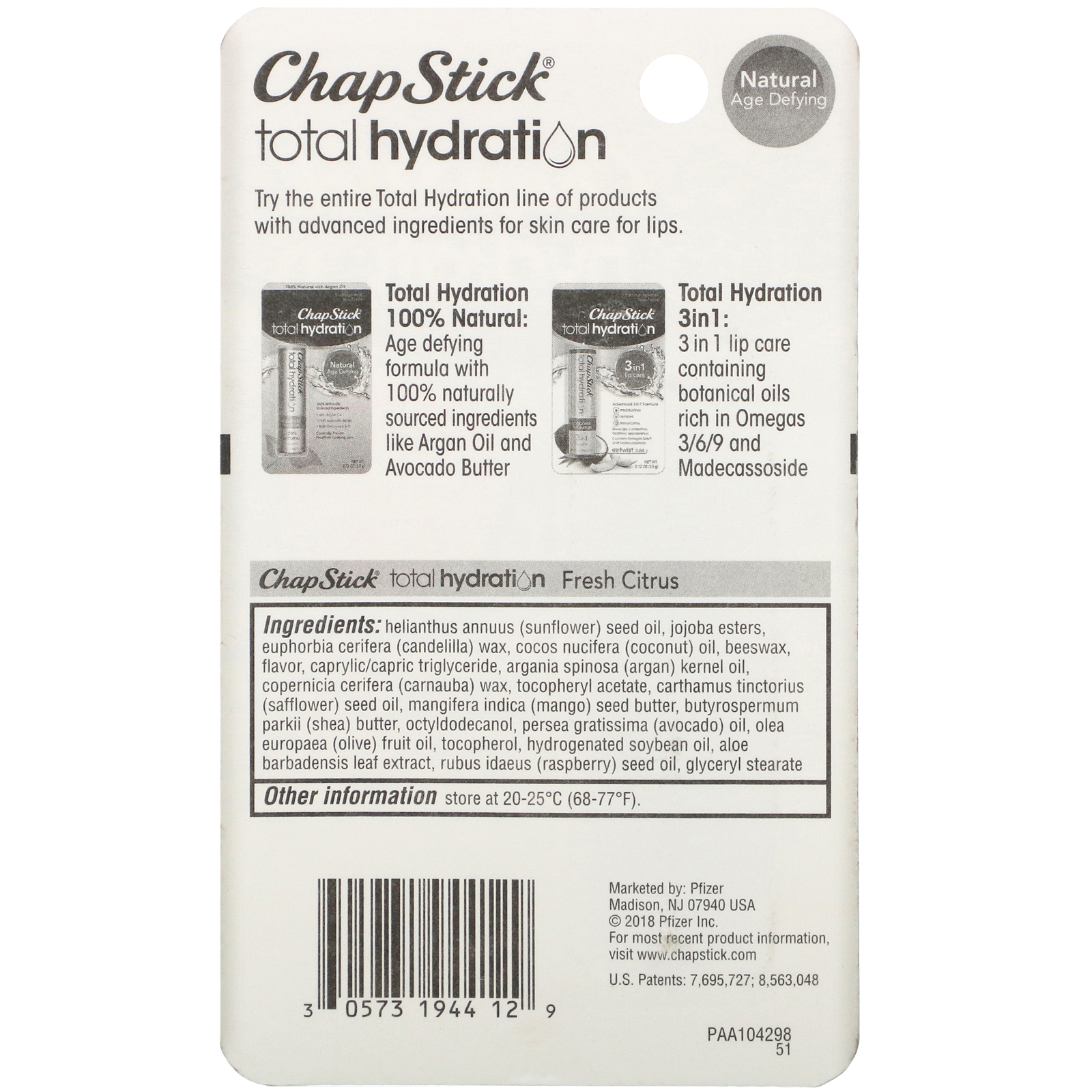 Chapstick, Protetor labial Total Hydration, Fresh Citrus, 3,5 g - Imagem 3