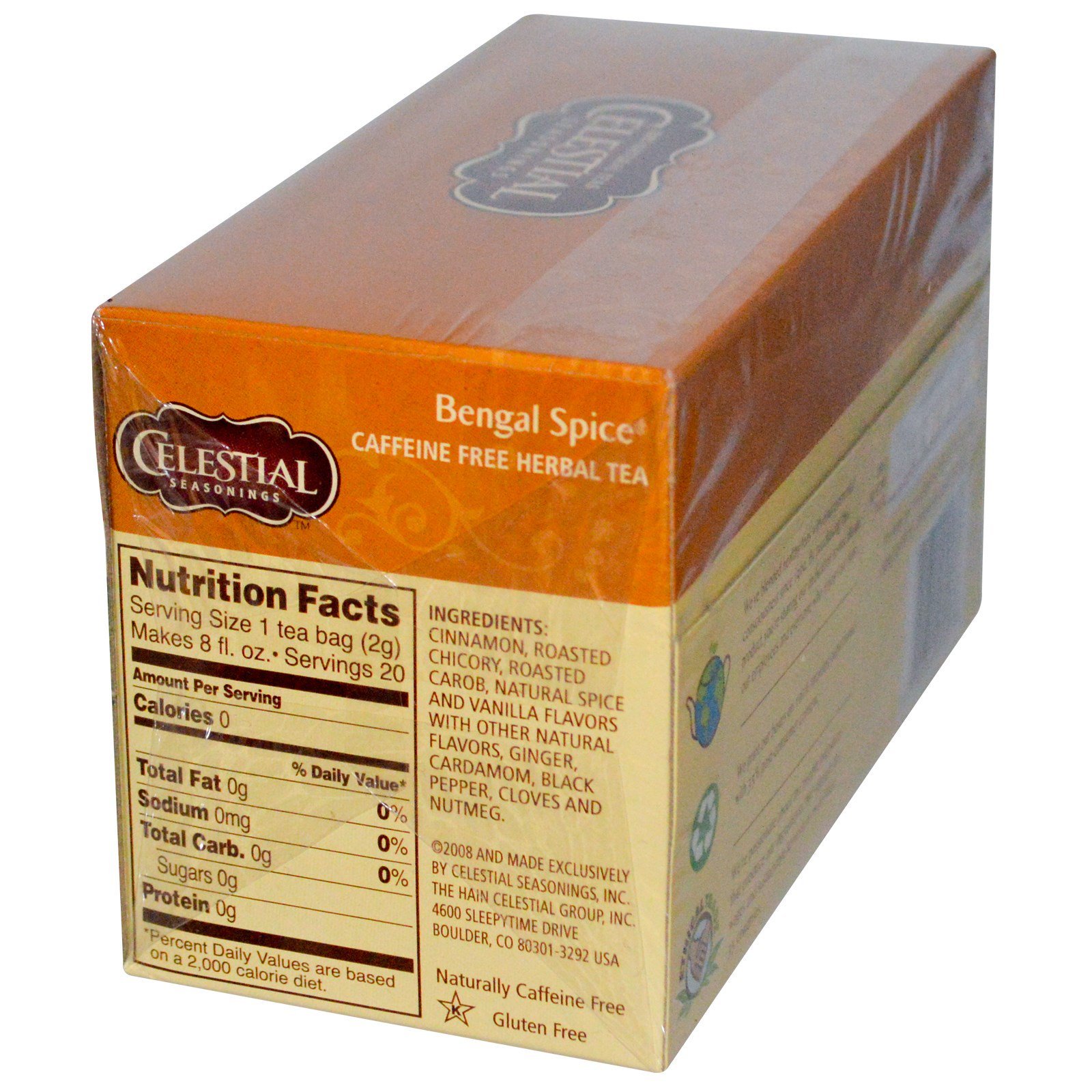 Celestial Seasonings, Chá de Ervas, Bengal Spice, Sem Cafeína, 20 Saquinhos de Chá, 47 g (1,7 oz) - Imagem 2