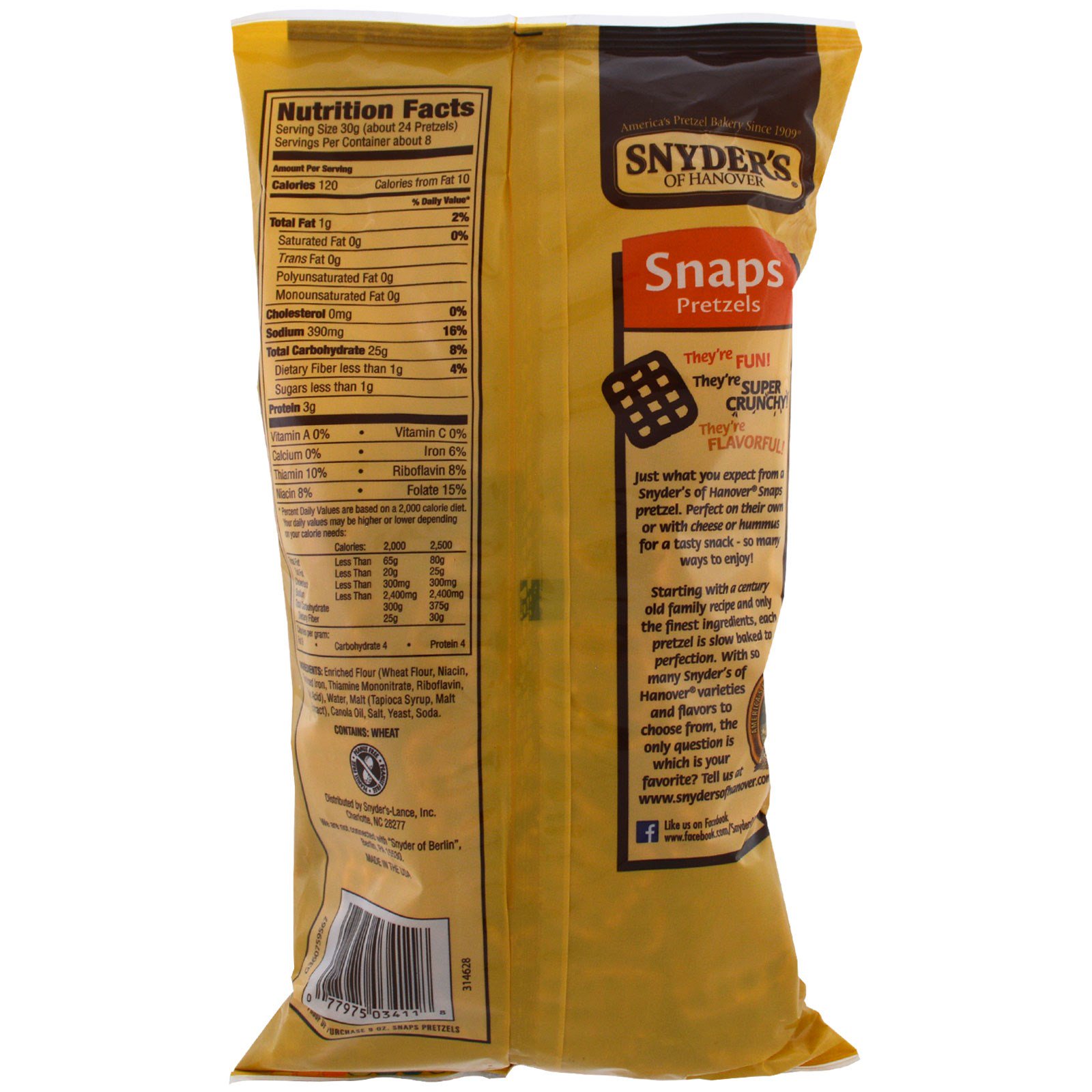 Snyder's, Pretzels Crocantes, 255,2 g (9 oz) - Imagem 2