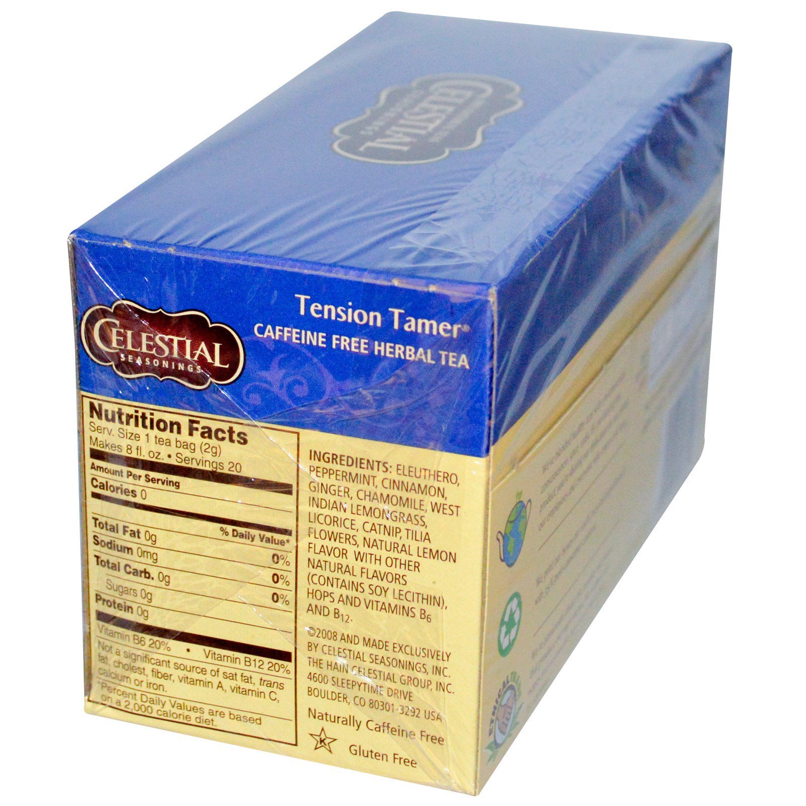 Celestial Seasonings, Chá de Ervas, Domador da Tensão, Sem Cafeína, 20 Saquinhos de Chá, 1,5 oz. (43 g) - Imagem 2