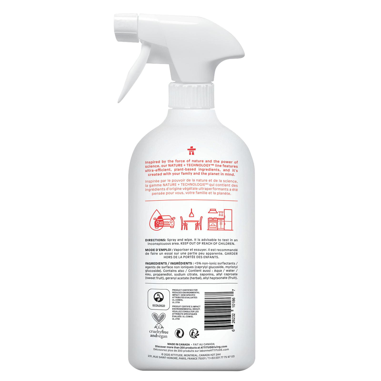 ATTITUDE, All Purpose Cleaner, Pink Grapefruit, 27.1 fl oz (800 ml) - Imagem 2