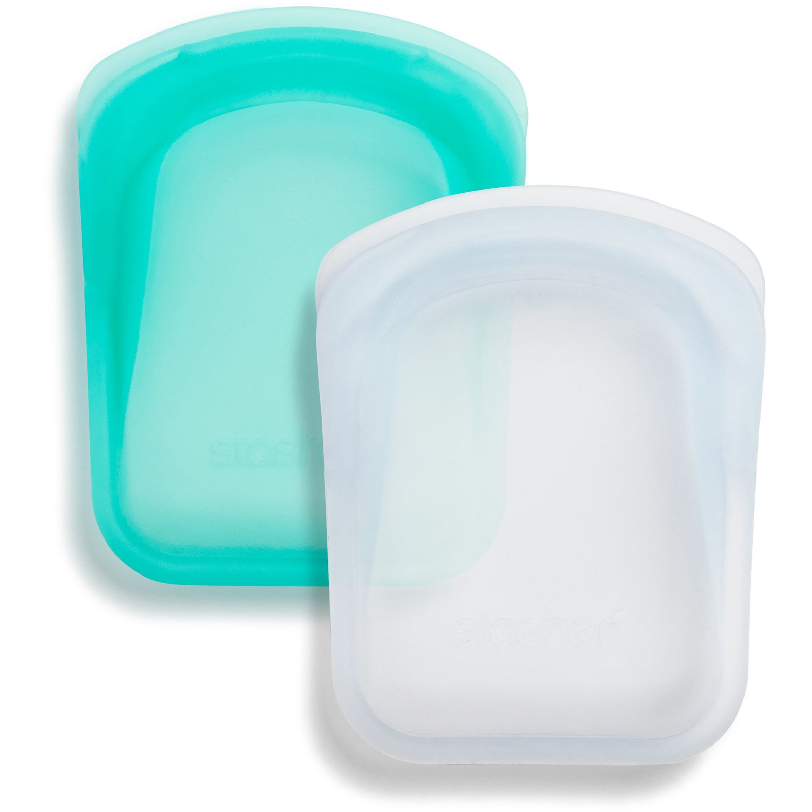 Stasher, Necessaire de Silicone Reutilizável, Transparente e Verde Água, 2 Unidades, 42 g (4 oz) Cada - Imagem 3