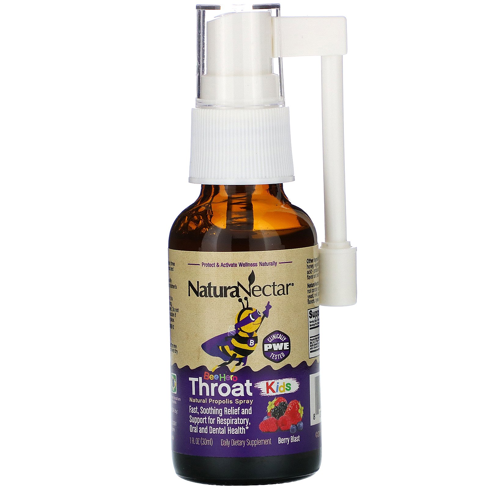 NaturaNectar, Bee Hero Throat Kids, Natural Propolis Spray, Berry Blast, 30 ml - Imagem 4