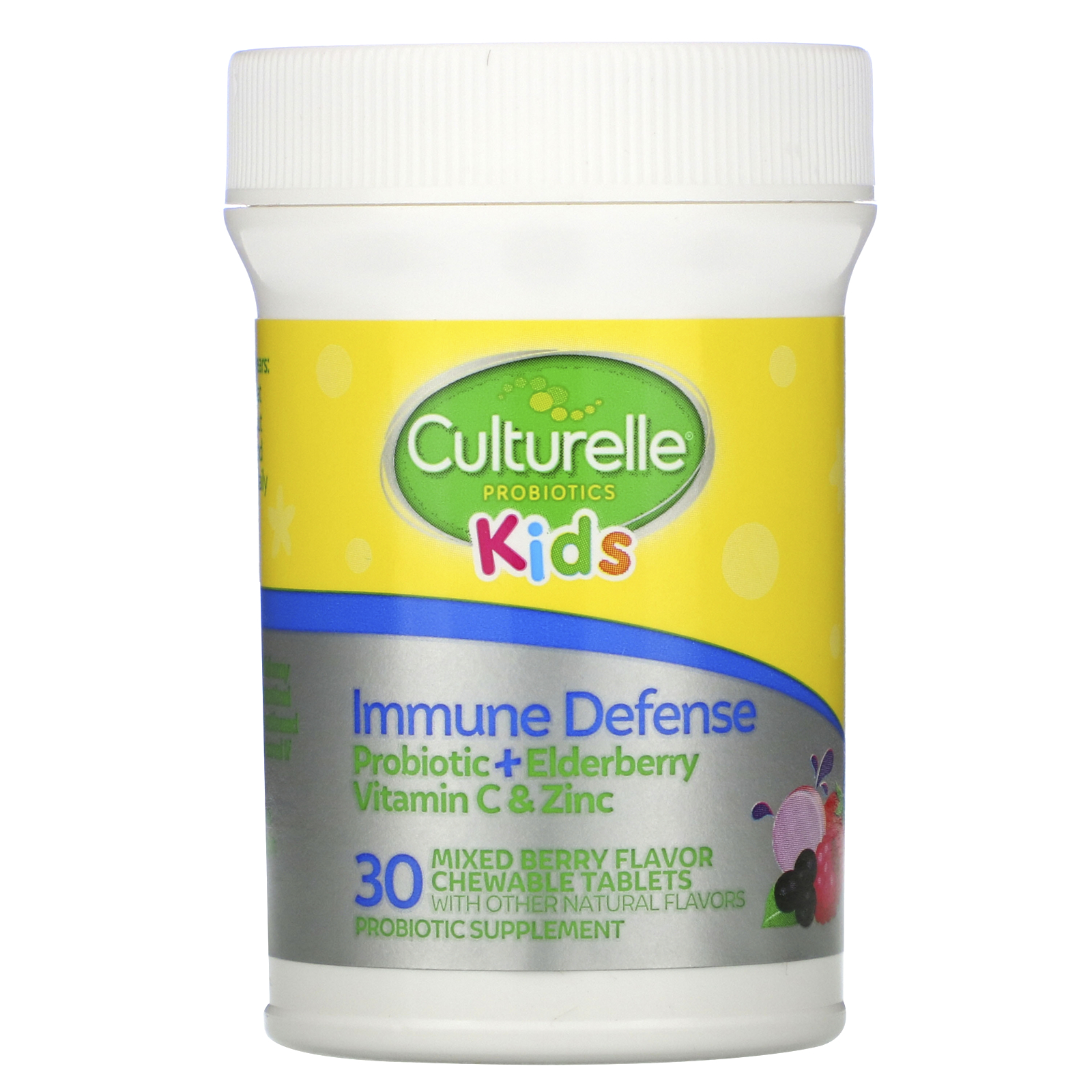 Culturelle, Kids, Probiotics, Immune Defense, Mixed Berry Flavor, 30 Chewable Tablets - Imagem 3