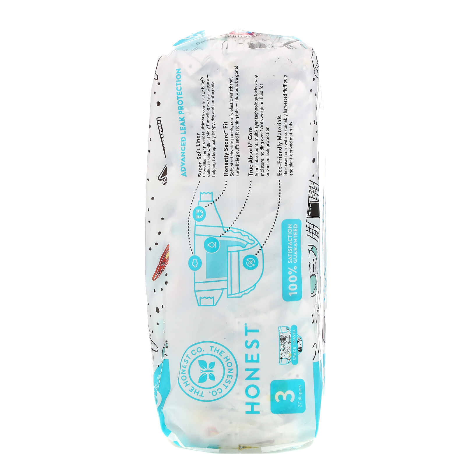 The Honest Company, Honest Diapers, Size 3, 16-28 Pounds, Space Travel, 27 Diapers - Imagem 2