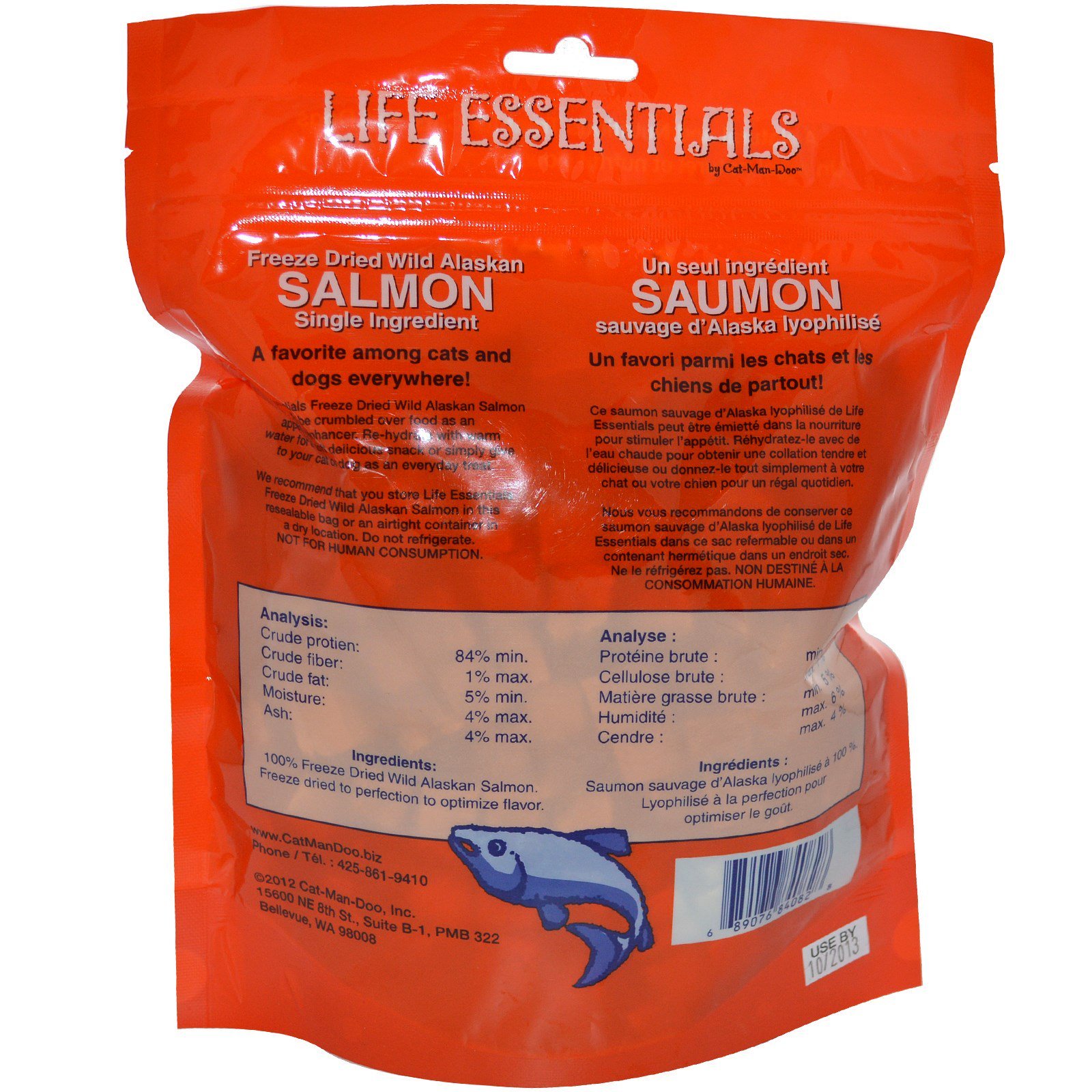 Cat-Man-Doo, Life Essentials, Petiscos de Salmão Silvestre do Alasca Liofilizado, 142 g (5 oz) - Imagem 2