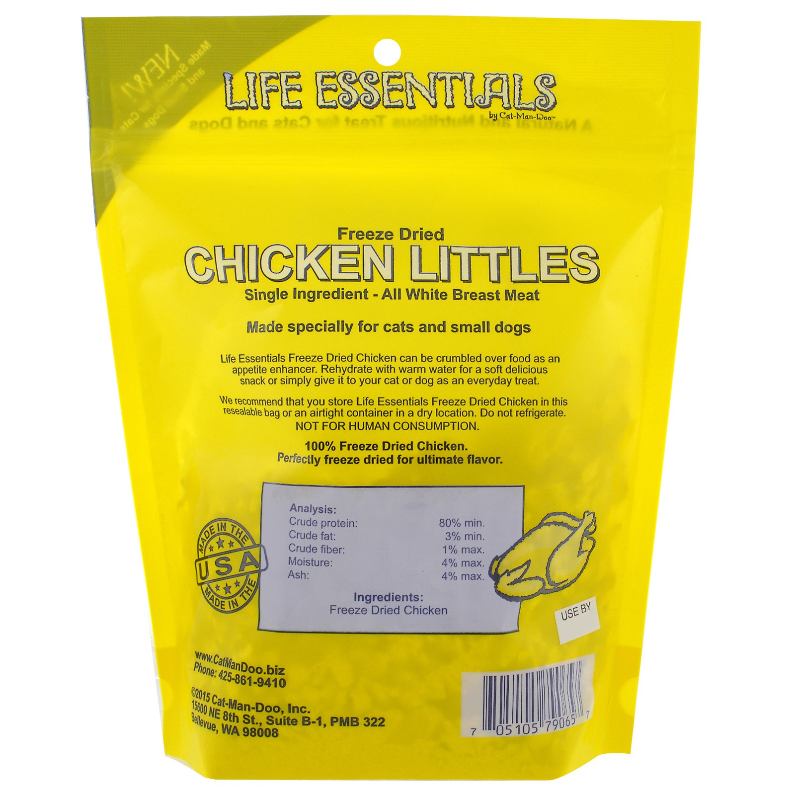 Cat-Man-Doo, Pequenos Pedaçoes de Frango Liofilizados de Life Essentials, 142 g - Imagem 2