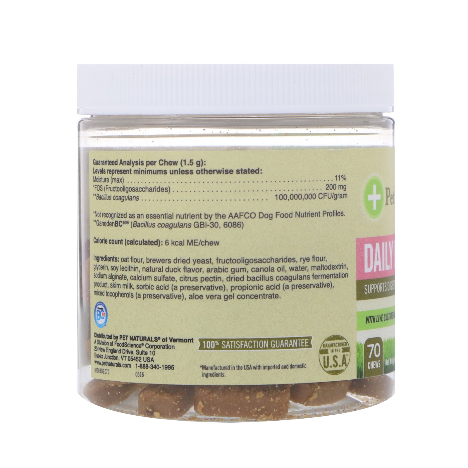 Pet Naturals of Vermont, Probiótico Diário, Para Cães, 70 Mastigáveis, 3,70 oz (105 g) - Imagem 2