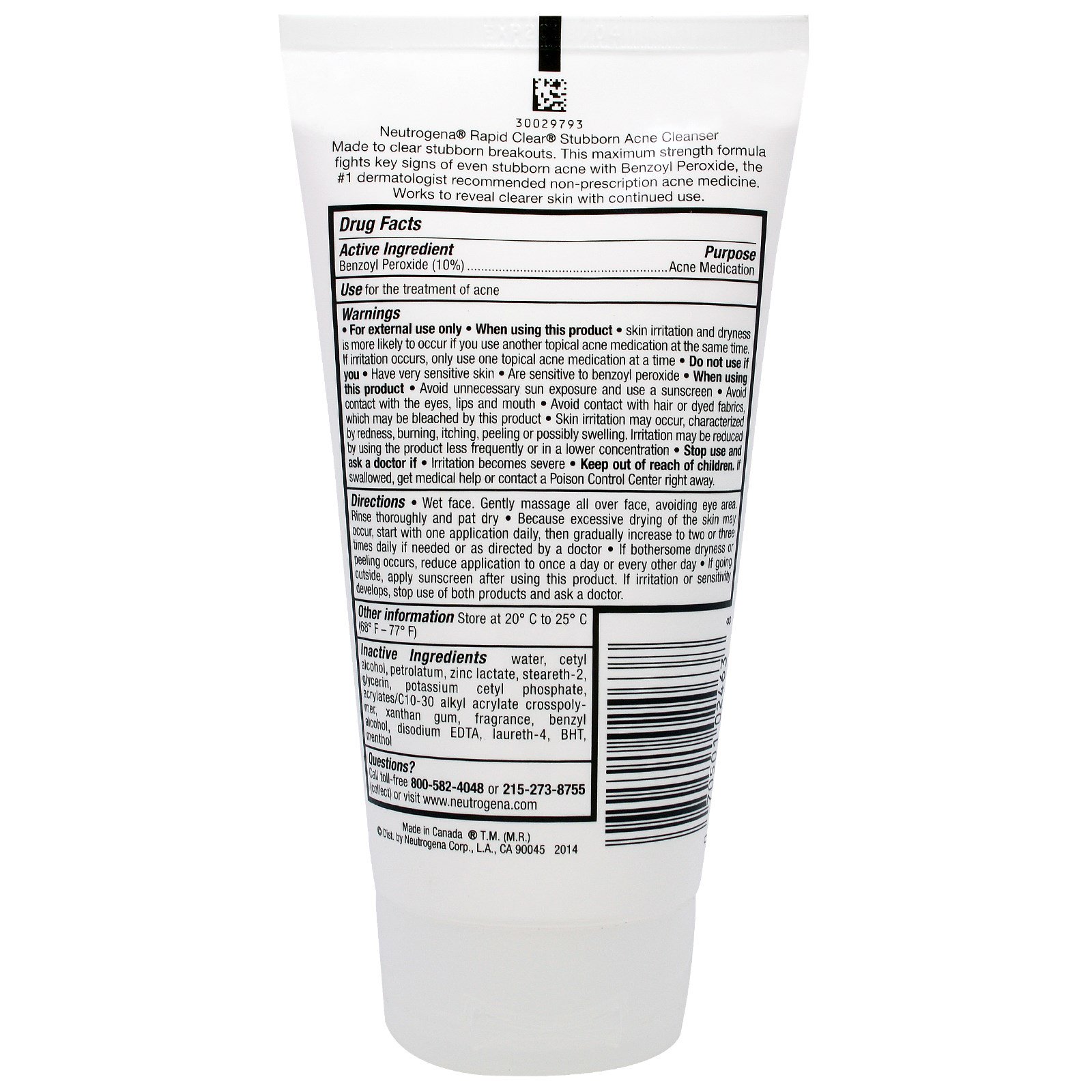 Neutrogena, Rapid Clear, Limpador de Acne Resistente, Intensidade Máxima, 147 ml (5,0 fl oz) - Imagem 2