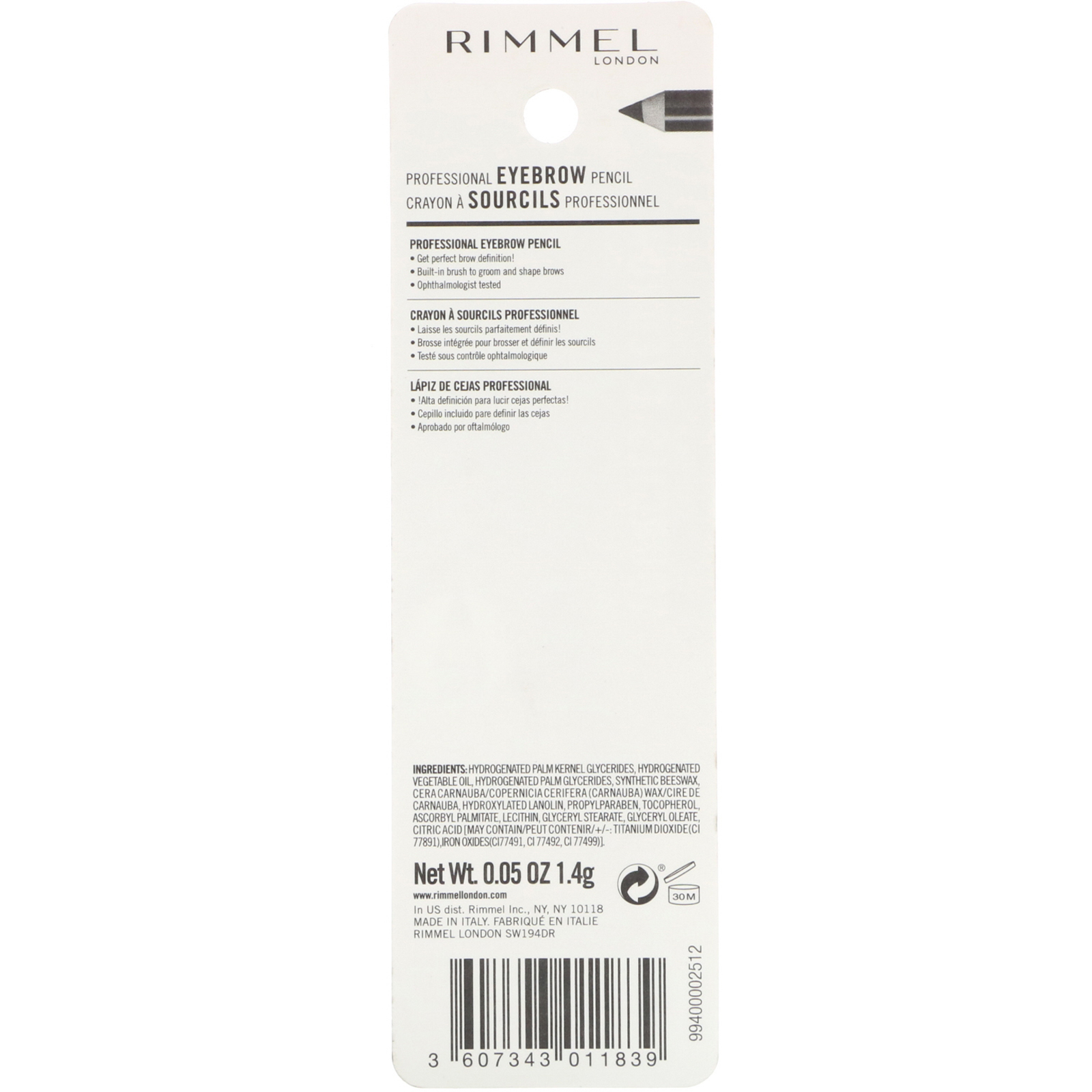 Rimmel London, Lápis de sobrancelha profissional, 004 Marrom-preto, 1,4 g - Imagem 3