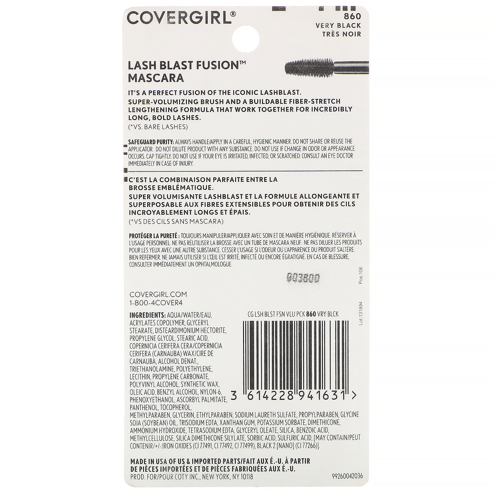 Covergirl, Rímel Lash Blast Fusion, 860 Muito preto, 2 unidades, 13,1 ml cada - Imagem 3