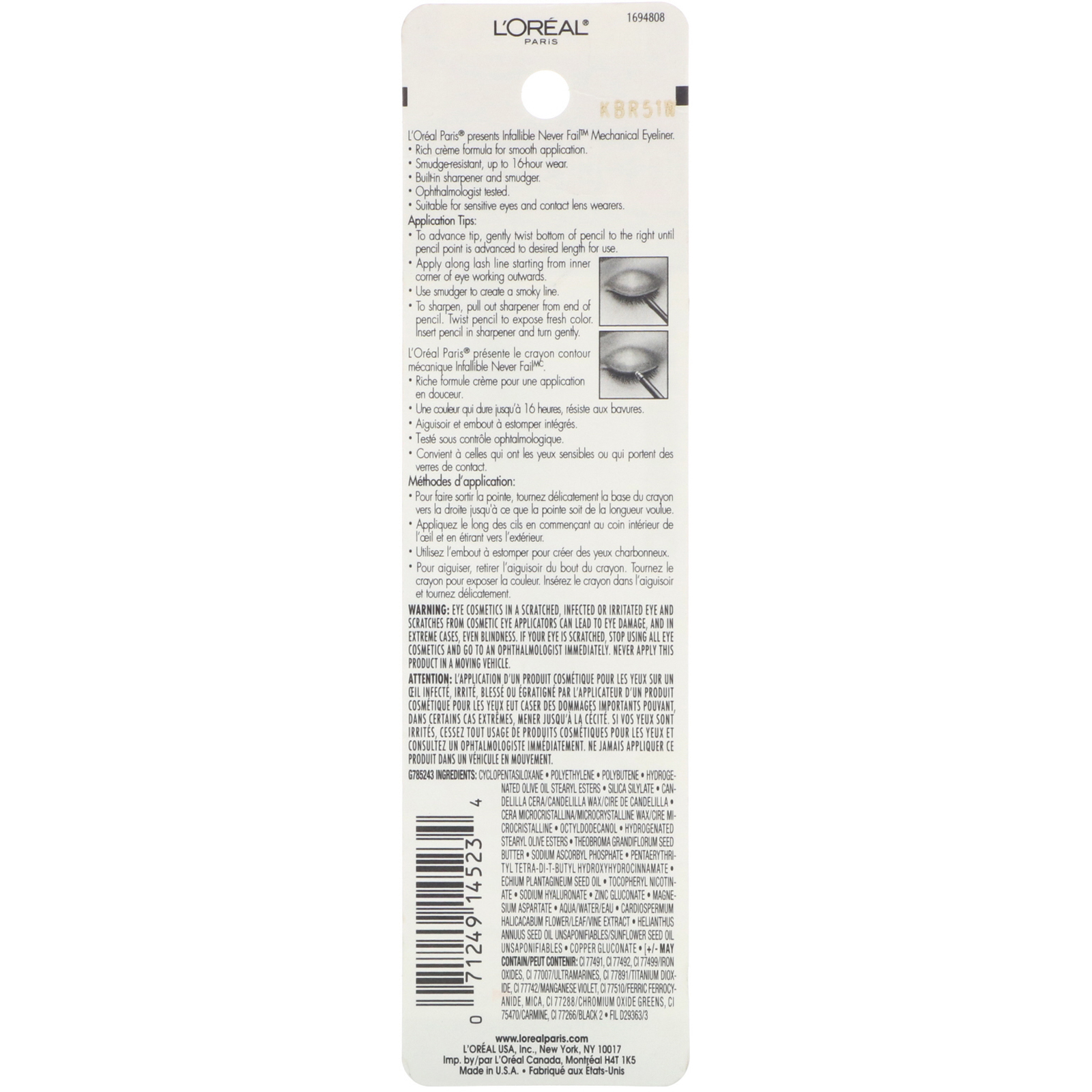 L'Oreal, Delineador Infallible Mechanical, 511 Preto, 240 mg - Imagem 3