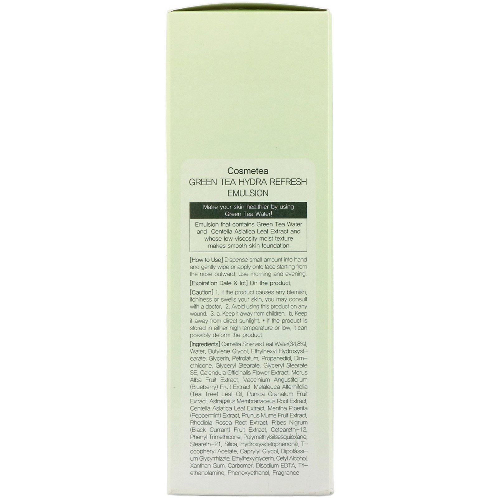 Cosmetea, Chá Verde, Emulsão Refrescante Hydra, 5,29 fl oz (150 ml) - Imagem 3