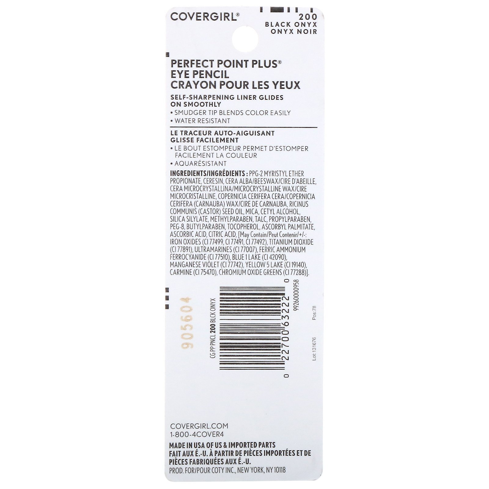 Covergirl, Perfect Point Plus, Lápis de olho, 200 Preto ônix, 0,23 g - Imagem 3
