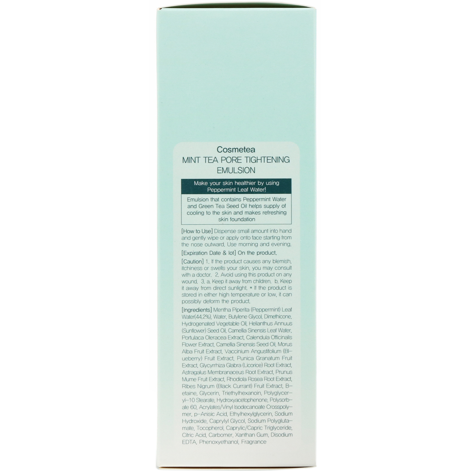 Cosmetea, Mint Tea Pore Tightening, Emulsão, 150 ml (5,29 fl oz) - Imagem 3