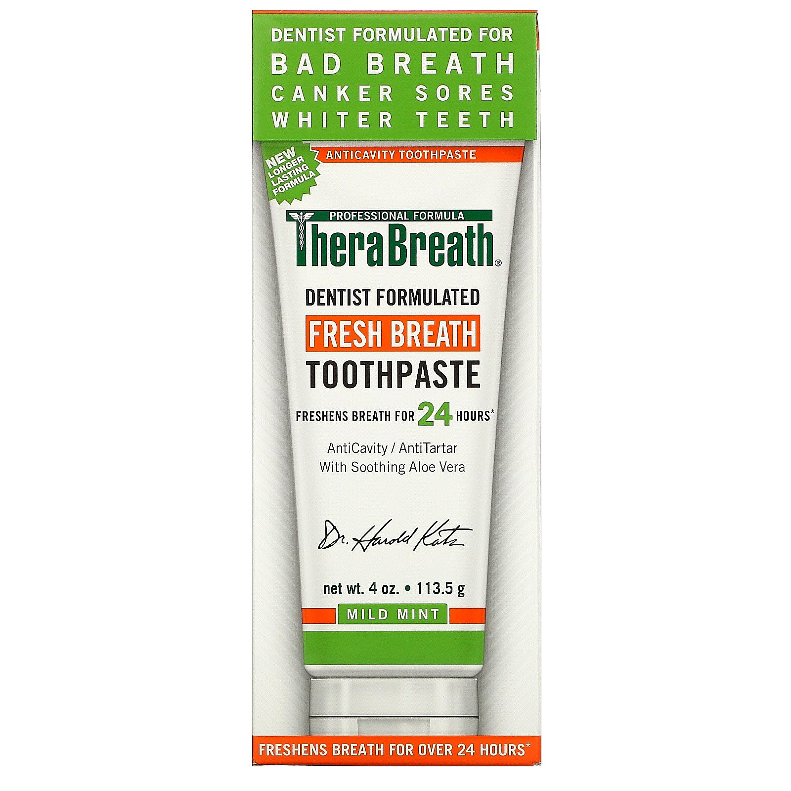 TheraBreath, Fresh Breath Toothpaste, Sabor Suave a Menta, 113,5 g (4 oz) - Imagem 2