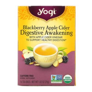 Comprar yogi tea, digestive awakening, blackberry apple cider, caffeine free, 16 tea bags, 1. 02 oz (29 g) preço no brasil chás e café chás medicinais suplemento importado loja 91 online promoção -