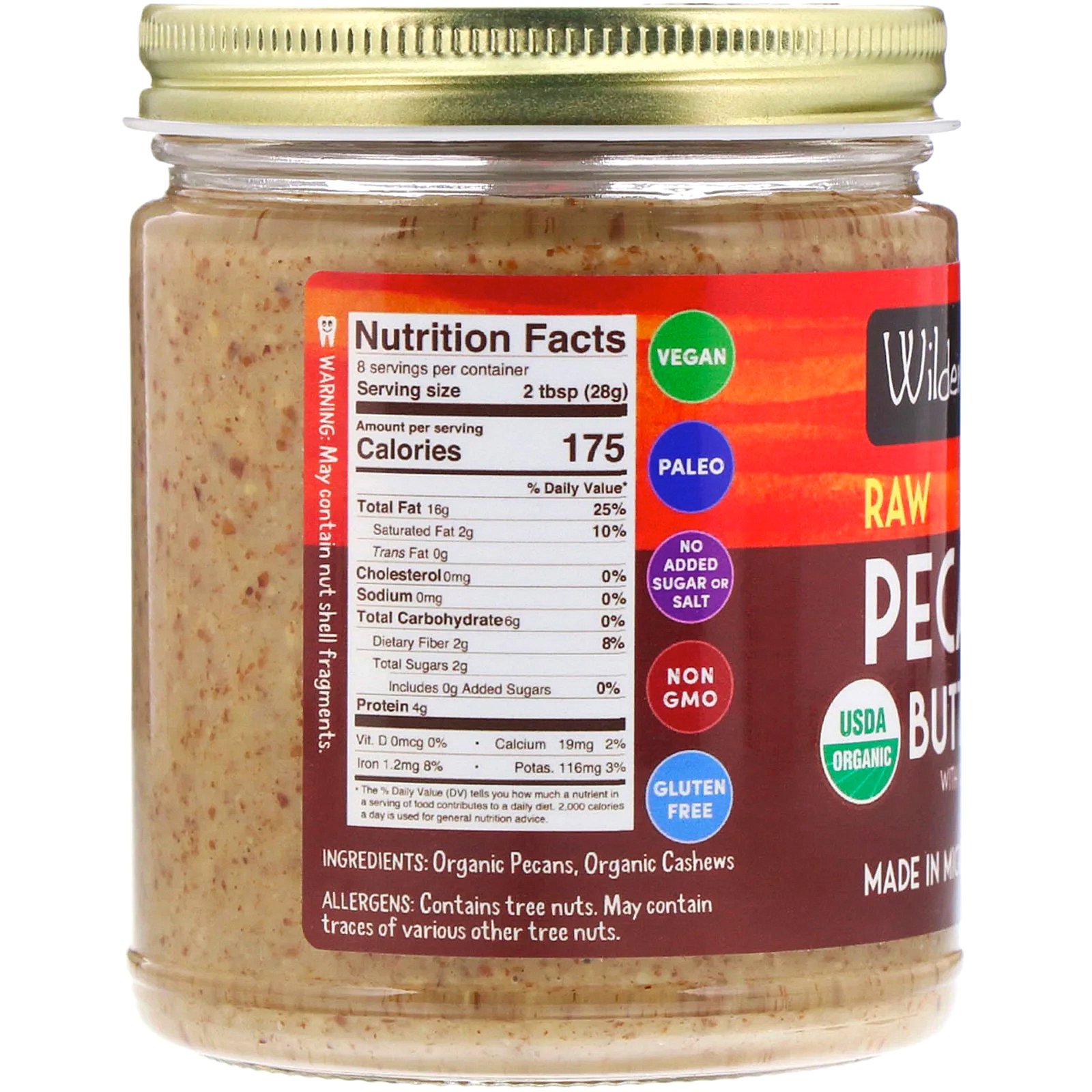 Wilderness Poets, Organic, Raw Pecan Butter with Cashews, 8 oz (227 g) - Imagem 2