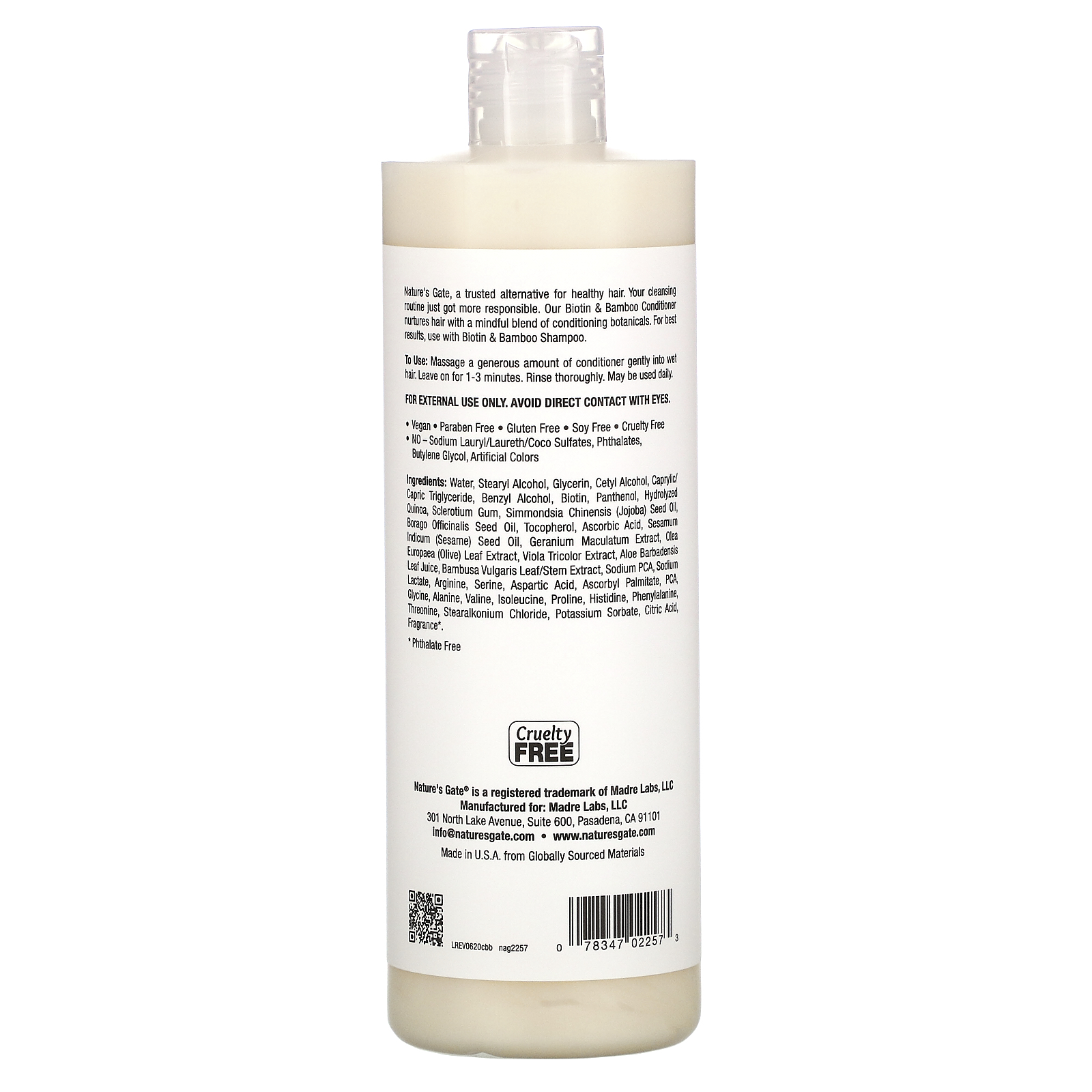 Nature's Gate, Biotin & Bamboo Conditioner for Thin Hair, 16 fl oz (473 ml) - Imagem 2