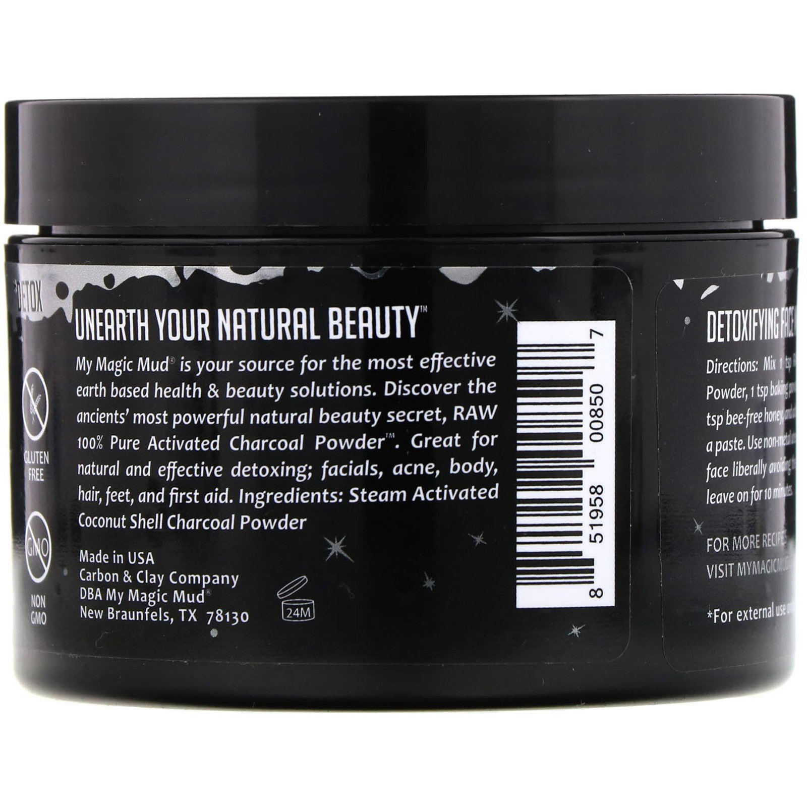 My Magic Mud, Raw 100% Pure, Activated Charcoal Powder, 3.5 oz (99.2 g) - Imagem 2