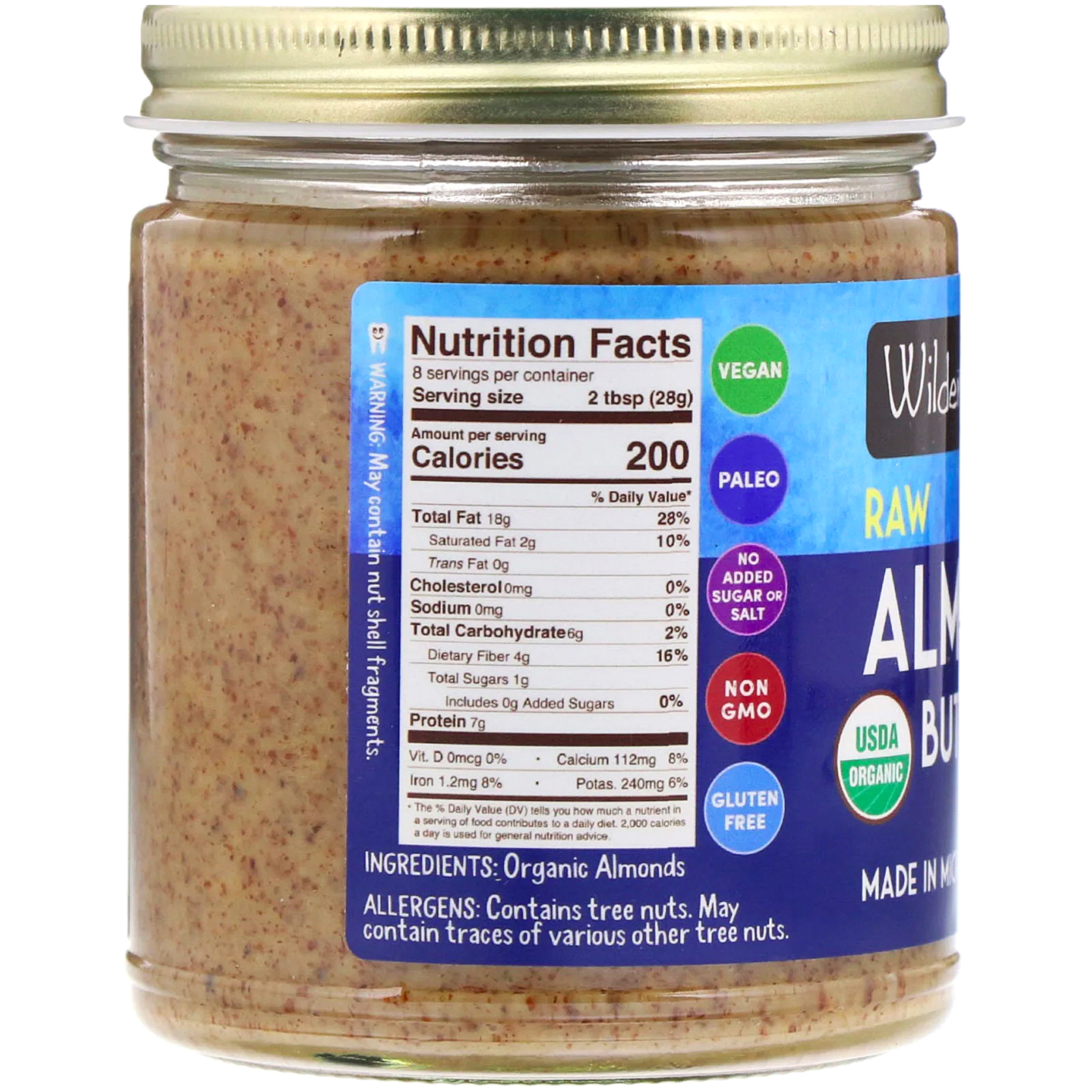 Wilderness Poets, Organic, Raw Almond Butter, 8 oz (227 g) - Imagem 2