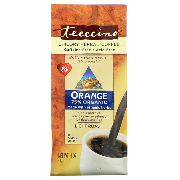 Teeccino, Café Herbal de Chicória, Laranja, Torragem Suave, Sem Cafeína, 11 oz (312 g)
