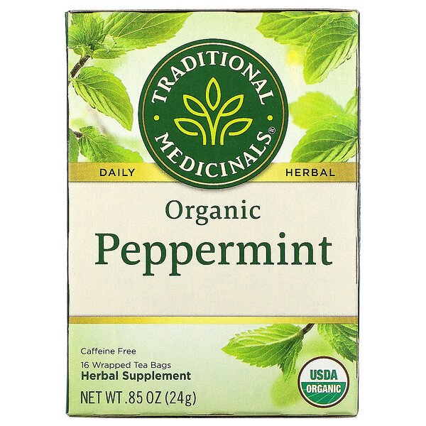 Traditional Medicinals, Hortelã-pimenta Orgânica, Sem Cafeína, 16 Saquinhos de Chá Embalados, 24 g (0,85 oz)