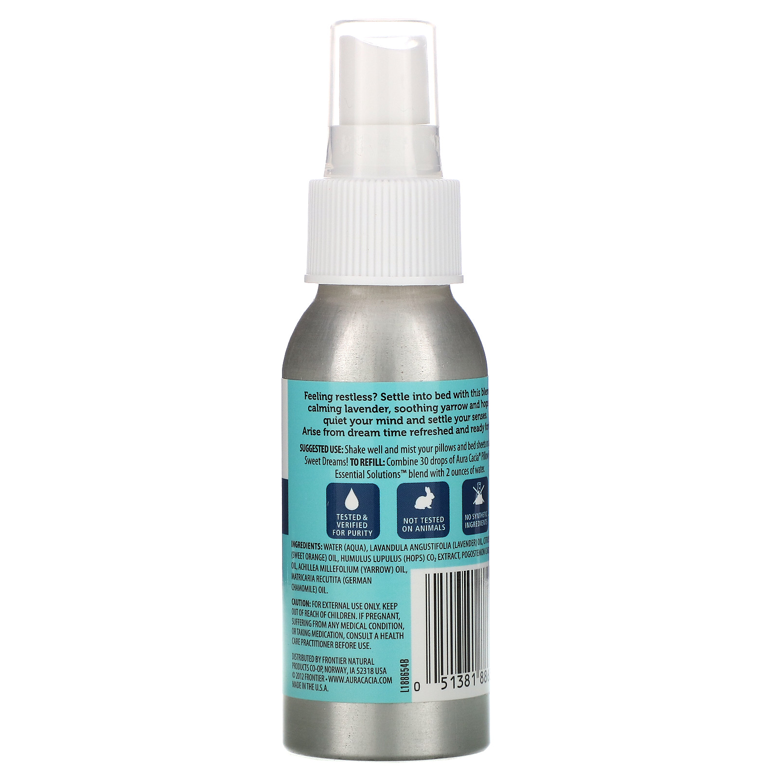 Aura Cacia, Poção do Travesseiro, Spray Essential Solutions, 2 fl oz (59 ml) - Imagem 2