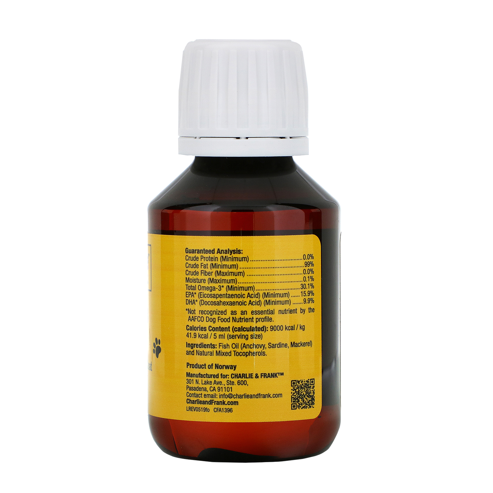 Charlie & Frank, Óleo de Peixe Ômega-3 para Animais de Estimação, Gatos e Cães, 100 ml (3,3 fl. oz.) - Imagem 2