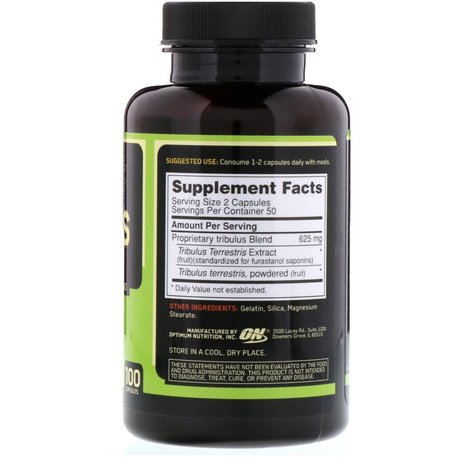 Optimum Nutrition, Tribulus, 625 mg, 100 Cápsulas - Imagem 2