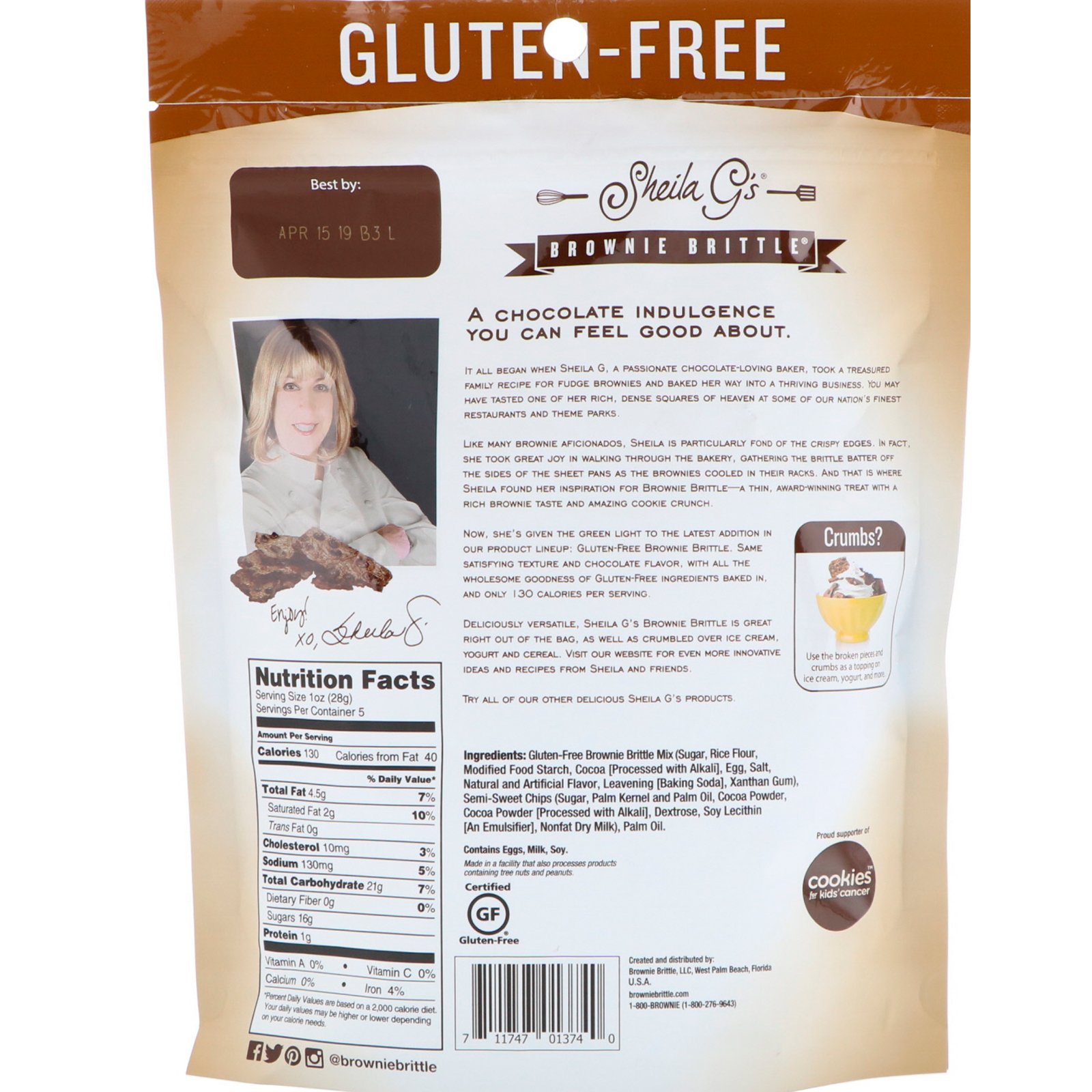Sheila G's, Brownie Brittle, Gluten-Free, Chocolate Chip, 5 oz (142 g) - Imagem 2