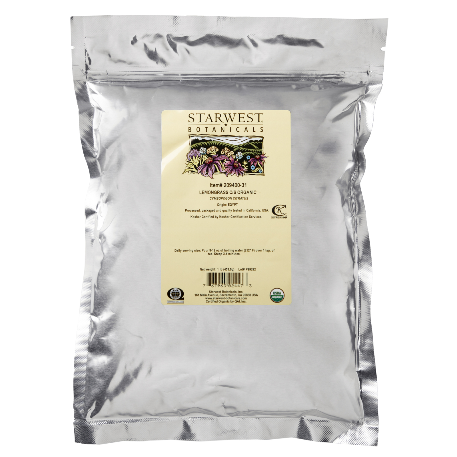 Starwest Botanicals, Erva-limão Orgânica C/S, 1 lb (453,6 g) - Imagem 2