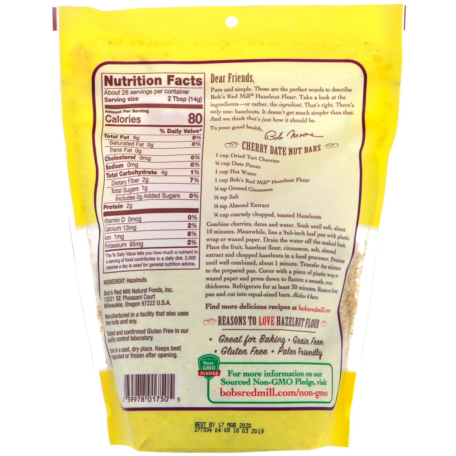 Bob's Red Mill, Farinha de Avelã Finamente Moída, Sem Glúten, 14 oz (396 g) - Imagem 2