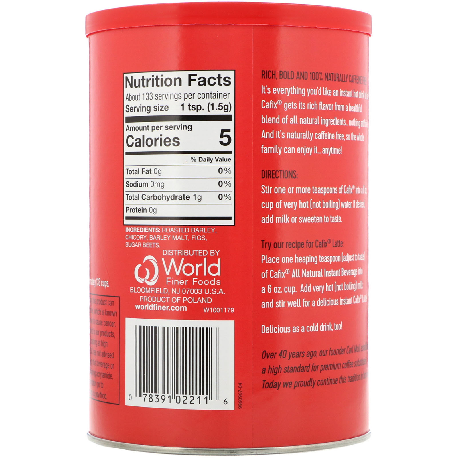 Cafix, Instant Grain Beverage, Caffeine Free, 7.05 oz (200 g) - Imagem 2