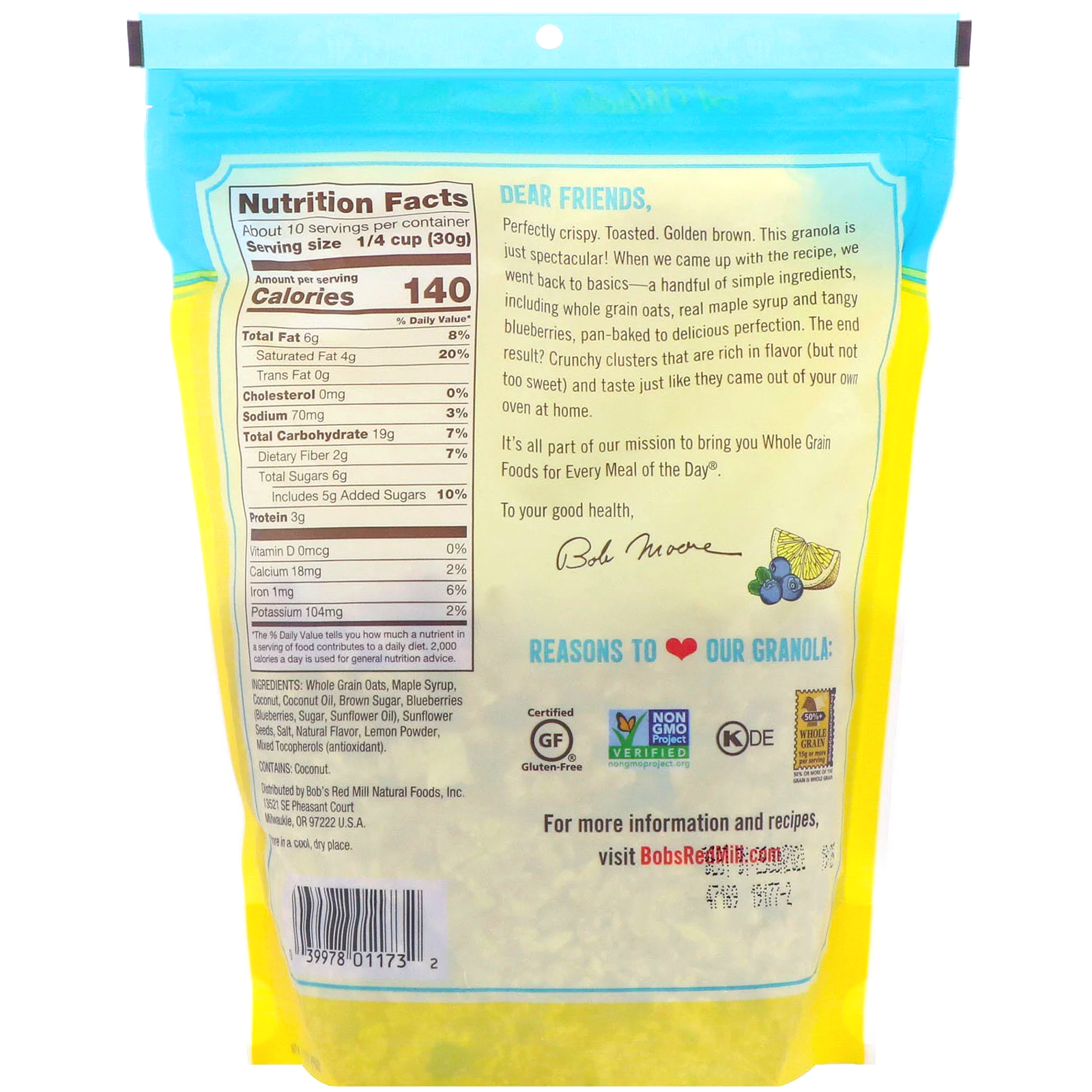 Bob's Red Mill, Granola Assada, Limão e Mirtilo, 312 g (11 oz) - Imagem 2