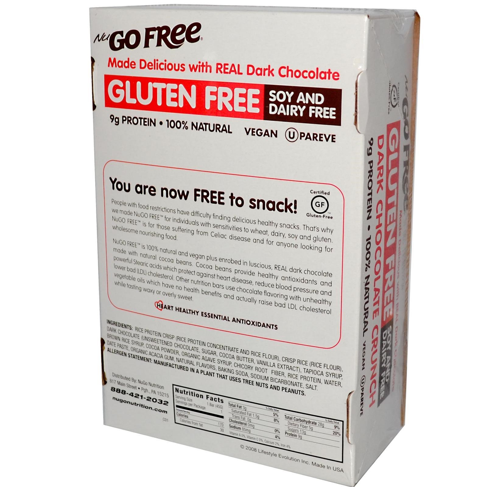 NuGo Nutrition, Livre, Sem Glúten, Chocolate Escuro Crocante, 12 Barras, 1.59 oz (45 g) Cada - Imagem 2