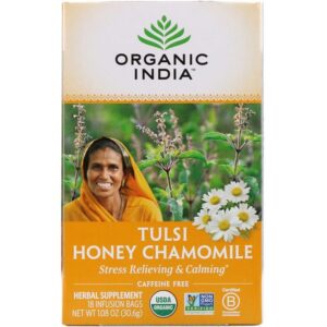 Comprar organic india, chá tulsi, honey chamomile, sem cafeína, 18 saquinhos de infusão, 30,6 g (1,08 oz) preço no brasil alimentos chá chá de ervas chá de tulsi marcas a-z organic india suplemento importado loja 7 online promoção -