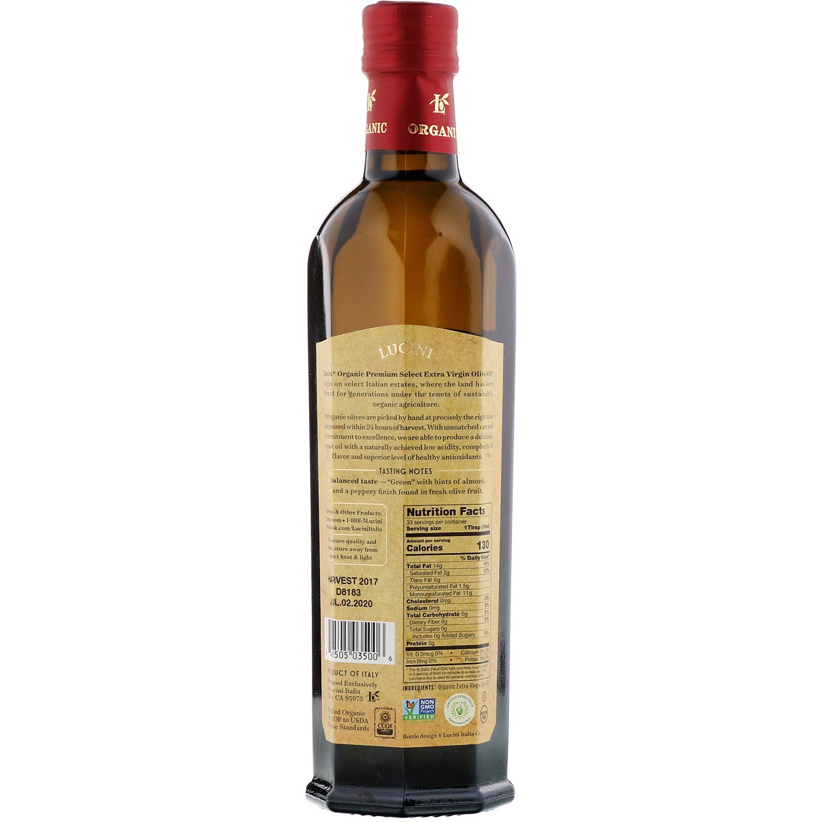 Lucini, Premium Select, Organic Extra Virgin Olive Oil, 16.9 fl oz (500 ml) - Imagem 2