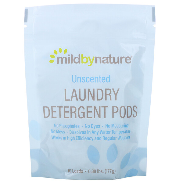 Mild By Nature, Sachês de Sabão para Lavadora de Roupas, Sem Aroma, 10 Lavagens, 177 g (0,39 lb)