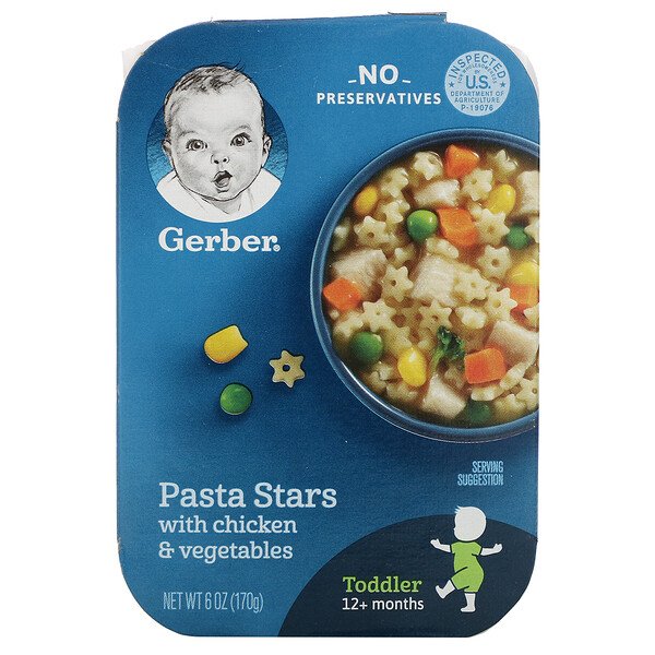 Gerber, Pasta Stars with Chicken & Vegetables, Toddler, 12+ Months, 6 oz (170 g)