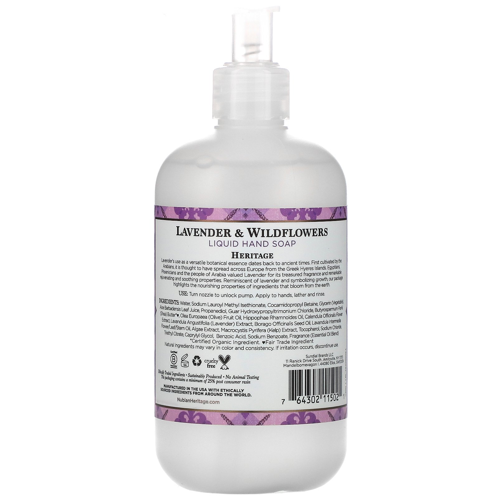 Nubian Heritage, Lavender & Wildflowers, Liquid Hand Soap, 12.3 fl oz (364 ml) - Imagem 2