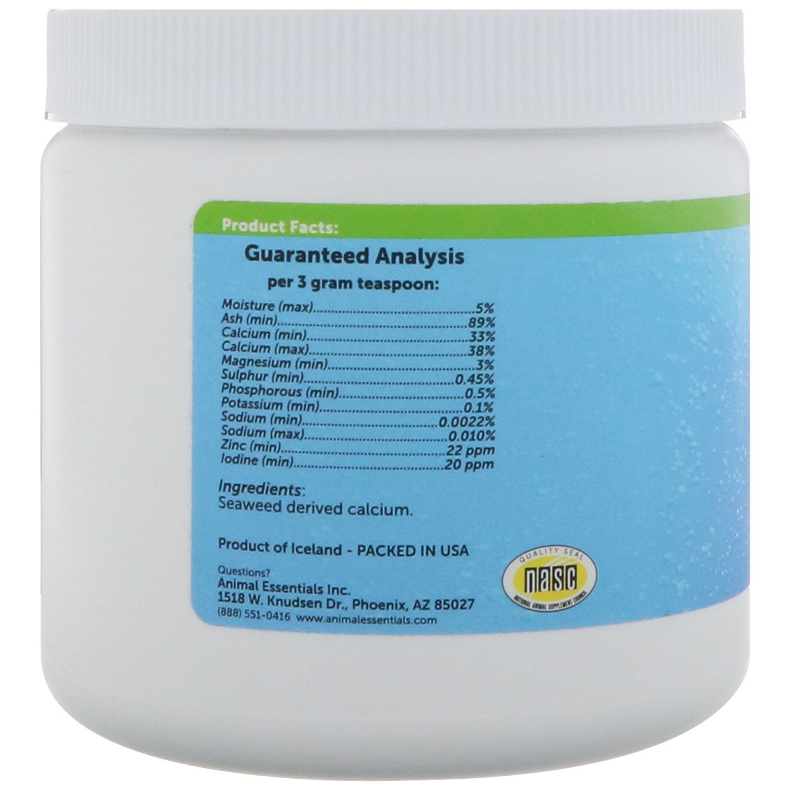 Animal Essentials, Cálcio de Algas, Para Cães + Gatos, 12 oz (340 g) - Imagem 3