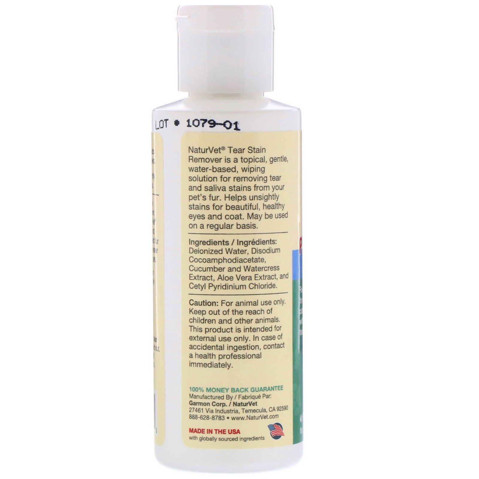 NaturVet, Tear Stain, Removedor Tópico Com Aloe, Para Cães e Gatos, 118 ml (4 fl oz) - Imagem 2