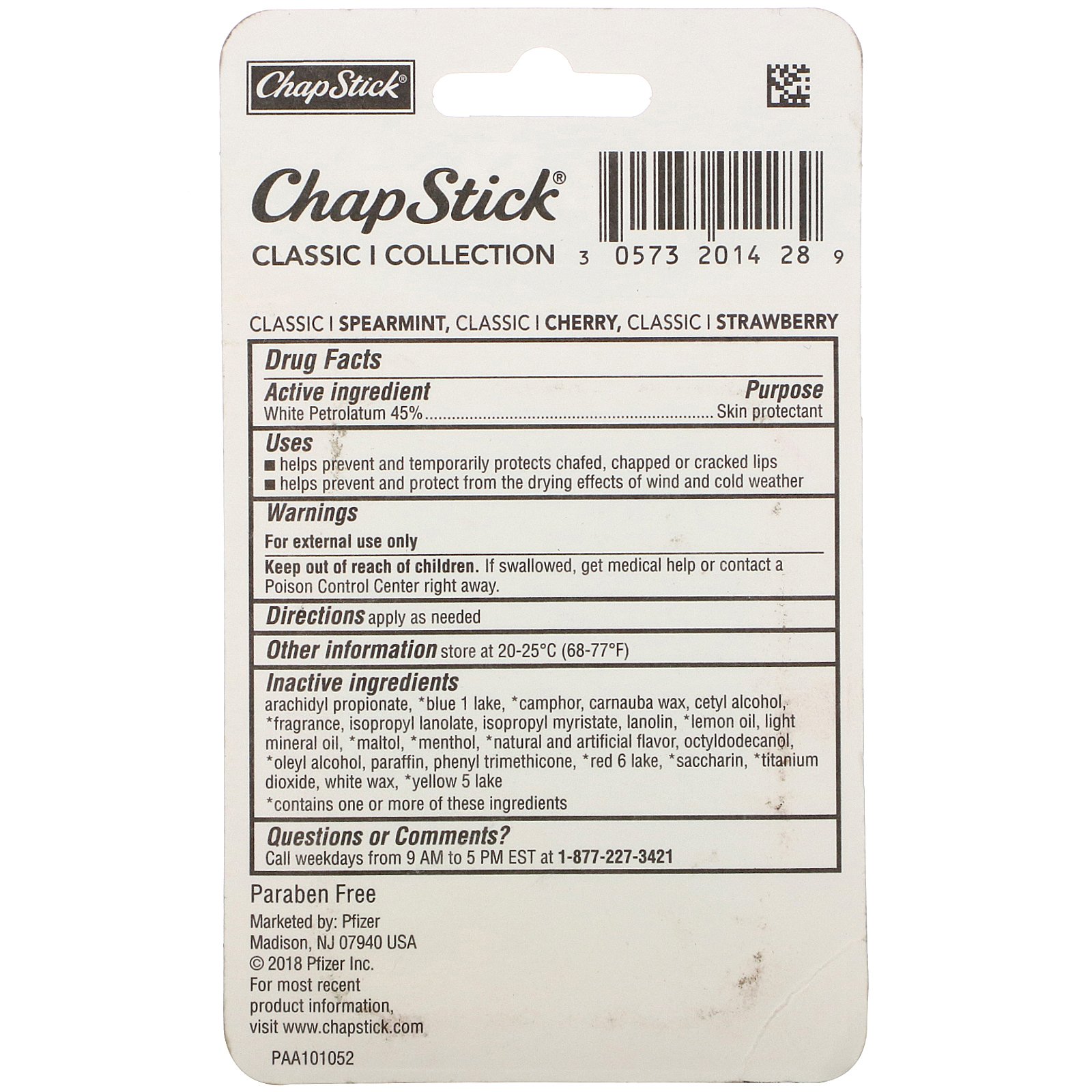 Chapstick, Protetor labial, protetor da pele, Classic Collection, 3 bastões, 4 g cada - Imagem 3