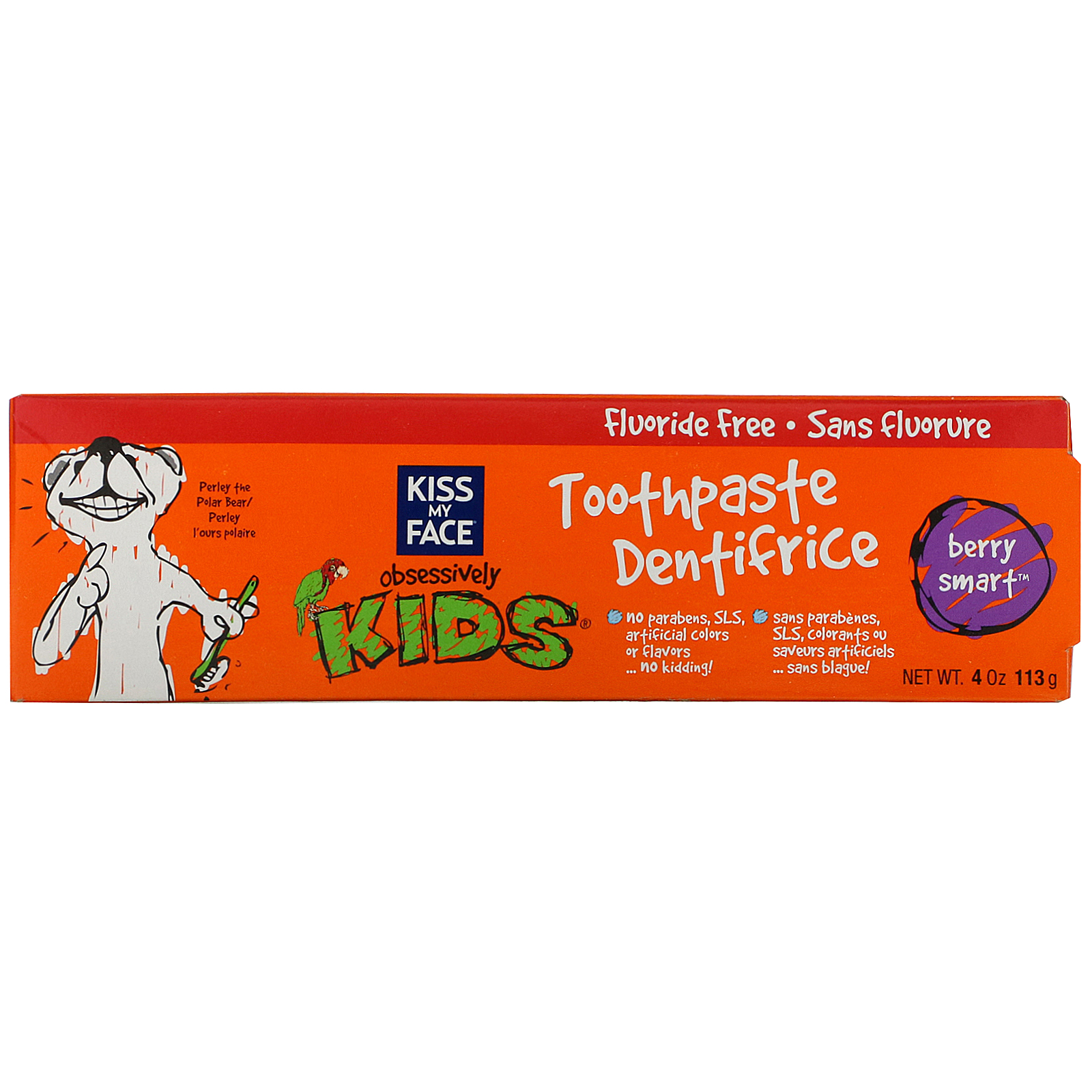 Kiss My Face, Obsessively Kids, Toothpaste, Fluoride Free, Berry Smart, 4 oz (113 g) - Imagem 2